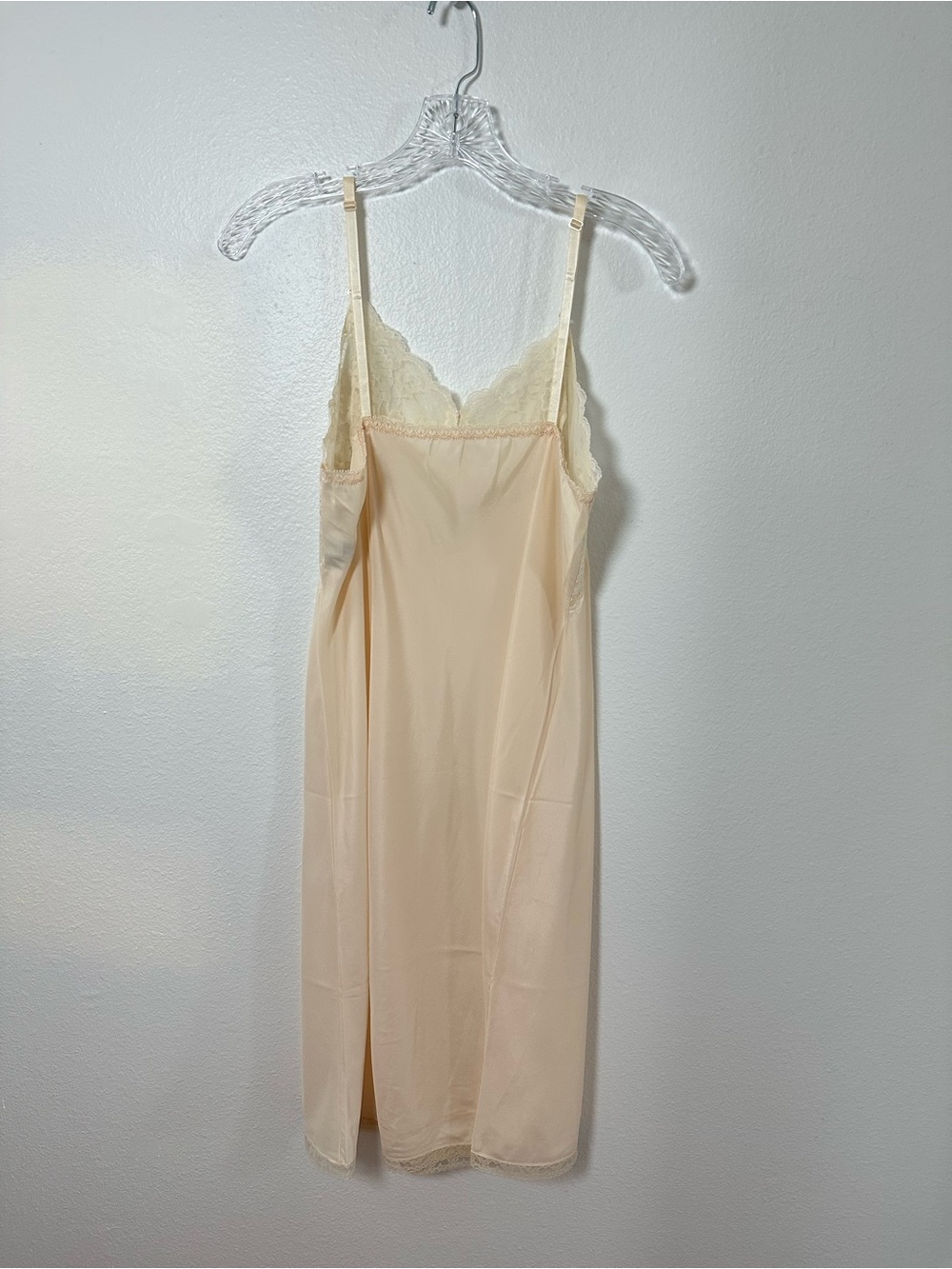 Vintage Elegant Cream Lace Trim Slip Midi Dress Spaghetti Straps Size M - Picture 14 of 14